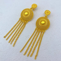 ANIID New Indian 24K Gold Color Long Necklace Set Nigerian Party Bridal Wedding Ethiopian Luxury Dubai Jewelry Wholesale Gifts