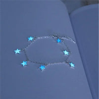 Luminous Europe and The United States Ladies Beach Wind Blue Five-pointed Star Tassel Anklet Luminous Star Bracelet Foot Jewelry
