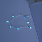 Luminous Europe and The United States Ladies Beach Wind Blue Five-pointed Star Tassel Anklet Luminous Star Bracelet Foot Jewelry
