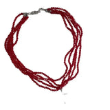 Luxurious Multi-Layer Red Beaded Flower Tassel Necklace Fashionable Choker High-End Clavicle Chain Jewelry Accessory