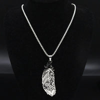 New fashionable feather necklace, versatile in style, stainless steel corroded and blackened pendant, collarbone chain accessory
