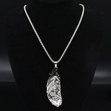 New fashionable feather necklace, versatile in style, stainless steel corroded and blackened pendant, collarbone chain accessory