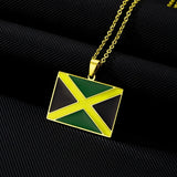2024 New fashion stainless steel Jamaican flag necklace for women and men couples ethnic style accessory collarbone chain annive