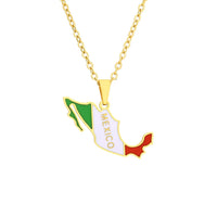 New fashion stainless steel Mexico map and flag necklace men's and women's couples temperament all matching sweater chain access