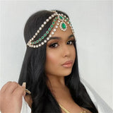 Exquisite Fashionable  Multi Layer Rhinestone Pendant Head Chain Bridal Wedding Ladies Crystal Forehead Chain Jewelry