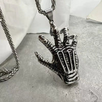Evil Hand Necklace, Gothic Eye Pendant, Vintage Punk Jewelry, Dark Occult Symbol, Stainless Steel Chain, Gift for Men & Women