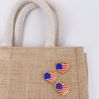 Heart Shaped American Flag Lapel Pin - Enamel Patriotic Badge for Suit Blazer - USA Flag Pins Bulk