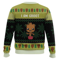 Marvel superhero Groot Christmas Ugly Sweater Yellow Green Black Snowflake Christmas Tree Cute Personality Fashionable Cool