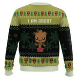 Marvel superhero Groot Christmas Ugly Sweater Yellow Green Black Snowflake Christmas Tree Cute Personality Fashionable Cool