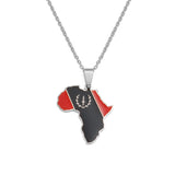 Anniyo African American Map Flag Pendant Necklaces for Women Men Stainless Steel Jewelry @366721