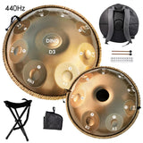432Hz/440Hz Gold Handpan Drum with Steel Tongue for Yoga,Meditation Instrument,Beginner,Tambor Gift, 22 inch,9, 10,12,14,17notes