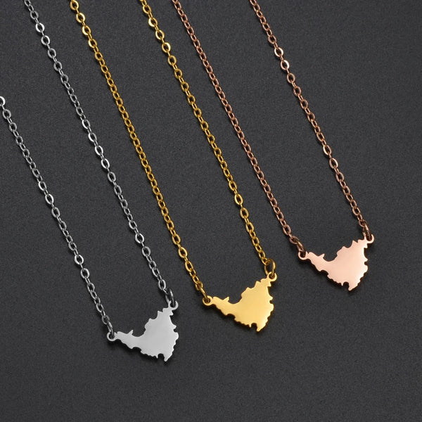 Anniyo 1.5cm Small Stainless Steel Sint Maarten & Saint-Martin Necklaces SXM Jewelry #326721
