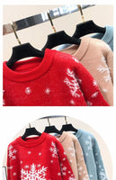Casual Loose Christmas Sweater 2025 New Style Women's Red Printed Knitwear Pullover