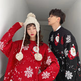 Christmas Knitted Sweaters for Family Couples Christmas Jacquard Jumpers Long Sleeve Warm Thicken Knitwear Sweater Pullover
