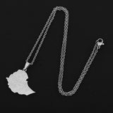 2024 New fashion stainless steel Ethiopia map with city necklace for women and men couples ethnic style accessory collarbone cha