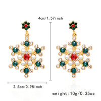 Delicate Multicolor Christmas Snowflake Stud Earrings for Women Zircon Pearl Dangle Piercing Earrings Girl New Year Party Gifts