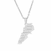 2024 New fashion stainless steel Lebanon map necklace for women and men couples ethnic style accessory collarbone chain annivers
