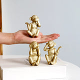 3Pcs Creative Small Animal Statue Desktop Decor Resin Craft Monkey Suit Ornaments Miniature Lovely Figurine