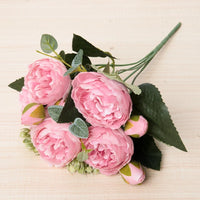 Silk Artificial Flower Rose Peony Bouque Home Decoration Bridal Holding Flower Wedding Decor Bouquet DIY Fake Flower Arrangement