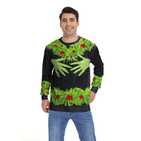 Men Women Xmas Sweatshirt 3D Christmas Wine Glass Bell The Gingerbread Man Print Ugly Christmas Sweater Holiday Party Jumper Top