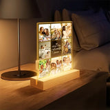 Customizable 8 Photos Acrylic 3D Light Plaque Family Warm Display Picture Frame With Wooden Base Ideal Memorial Couples Gift