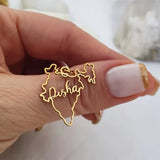 Customizable India Map Name Pendant Necklace 18K Golden Plated Stainless Steel Jewelry