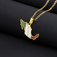 New fashion stainless steel Mexico map and flag necklace men's and women's couples temperament all matching sweater chain access