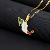 New fashion stainless steel Mexico map and flag necklace men's and women's couples temperament all matching sweater chain access