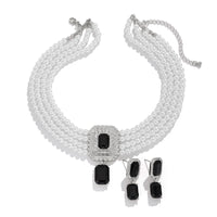 1Set Luxury Multilayer Imitation Pearl Necklace Earrings For Women Girls Temperament Jewelry Bridal Rhinestone Wedding Jewelry