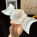 1pc Selenite Moon Goddess Selenite Bowl,Triple Moon Bowl,Crystal Gifts,Home Decor,Crystal Bowl For Witchcraft Divination
