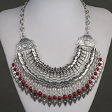 Fashion Ethnic Gypsy Bohemian Choker Necklace For Women Beads Drop Tassel Vintage Big Statement Collier Femme Party Jewelry Gift