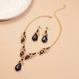 2 Pcs Inlaid Rhinestone Water Drop Necklace Earring Jewelry Sets for Women 2025 Hot Sale Personalized Wedding Bride Accessories