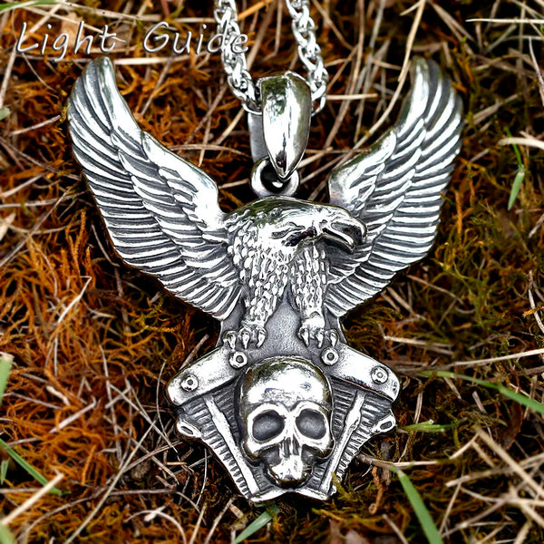 2022 NEW Men's 316L stainless steel Eagle Skull bird Head 3D Pendant Necklace Animal for teens jewelry Gift free shipping