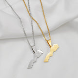 Anniyo 3.2cm Morocco Map Pendant Necklaces Africa Maroc Jewelry Stainless Steel Material #368121
