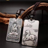 Twelve Zodiac Tiger Dragon Necklace For Men Jewelry Retro Patron Buddha Pendant Male Lucky Blessing Anniversary Accessories