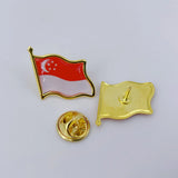 Singapore Flag Lapel Pin -Country Flag Patriotic Brooch Bulk Pack of Pins for Hat, Tie, Clothes, Backpack