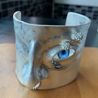 Metal Exaggerated Open Bangle Five Senses Europe American Style Alloy Plated Eyes Bracelets Unique Wide Geometric Cuff Bangles