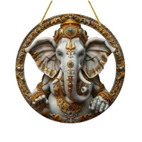 Vibrant Ganesha-The God of Wisdom Suncatcher,2D Round Translucent Hanging,home,room,Hinduism Religious Occasions&Festive Decor