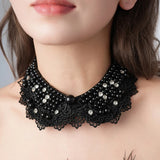Pearl Beaded Lace Trim Collar Ribbons Women Necklace Wedding Jewelry for Clothes Dress  Beads Crystal Collar Wedding Jewelry