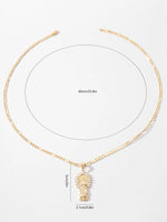 FanSibao Inlaid Zirconia Gold Plated Madonna Pendant Necklace New Fashion Christian Faith Jewelry