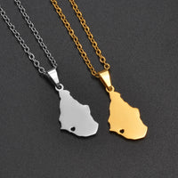 Anniyo Heart Montserrat Map Pendant Chain Necklaces Stainless Steel Jewelry United Kingdom @327021