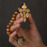 Catholic St Benedict Medal Lady Milagrosa Crucifix Cross One Decade Wooden Beads Pocket Rosary Prayer Rosaries Handmade Gift