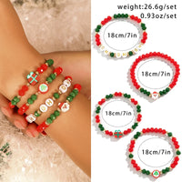 5pcs/set Cute Christmas Series Snowflake Tree Pendant Crystal Bracelet Women CCB Beads Adjustable Thread Rope Bracelet