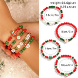 5pcs/set Cute Christmas Series Snowflake Tree Pendant Crystal Bracelet Women CCB Beads Adjustable Thread Rope Bracelet