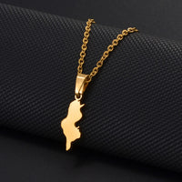 Anniyo 2CM Tunisia Map Pendant Necklaces Stainless Steel North Africa Tunisienne Jewelry #005362