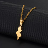 Anniyo 2CM Tunisia Map Pendant Necklaces Stainless Steel North Africa Tunisienne Jewelry #005362