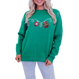Xingqing Christmas Sweaters y2k Clothes Women Ball Ornament Pattern Round Neck Long Sleeve Pullover Knitted Tops Streetwear