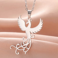 Dawapara Mythological Animals Phoenix Necklace Powerful Totem Celtics Crescent Moon Protection Amulet Stainless Steel Jewelry
