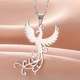 Dawapara Mythological Animals Phoenix Necklace Powerful Totem Celtics Crescent Moon Protection Amulet Stainless Steel Jewelry