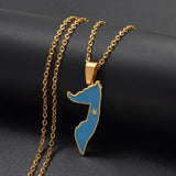 Anniyo Somalia Map (Light Blue Flag) Pendant Necklaces for Women Girls Jewelry Charms Maps @360921